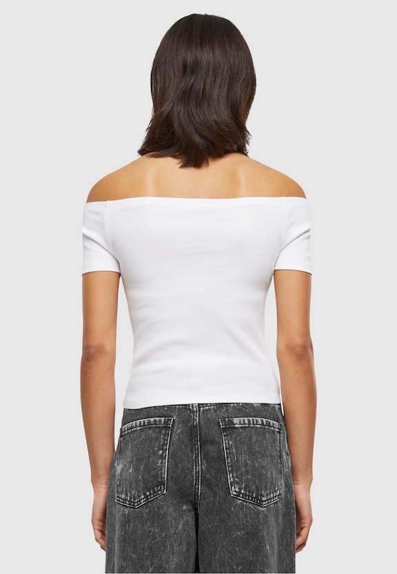 Ladies Organic Off Shoulder Rib Tee-0