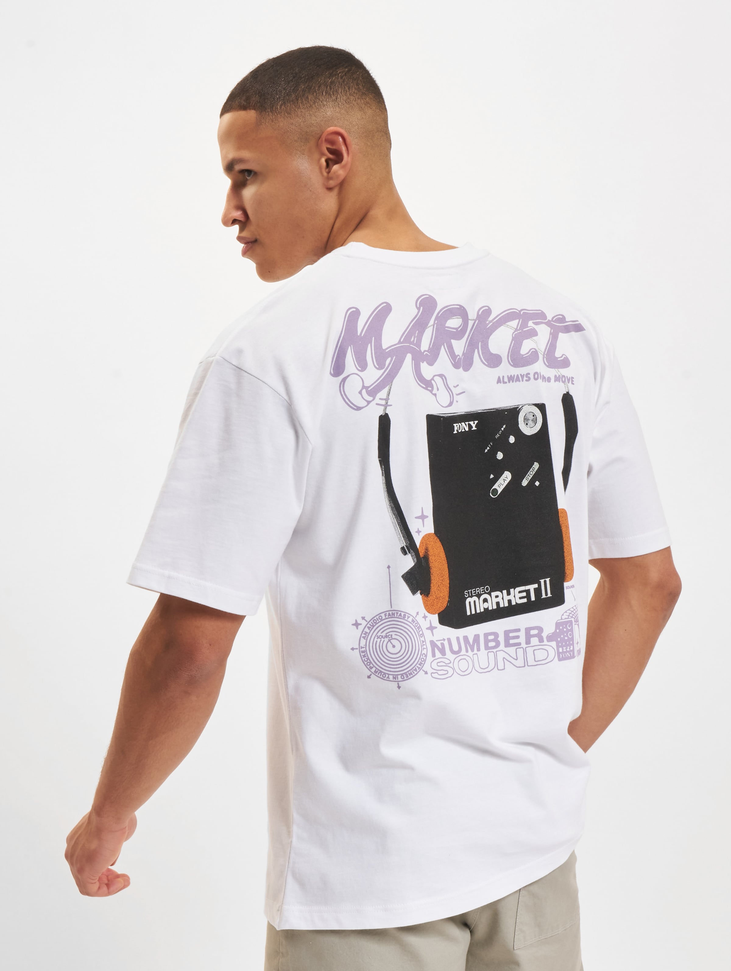 Market Audioman T-Shirts Mannen op kleur wit, Maat XL