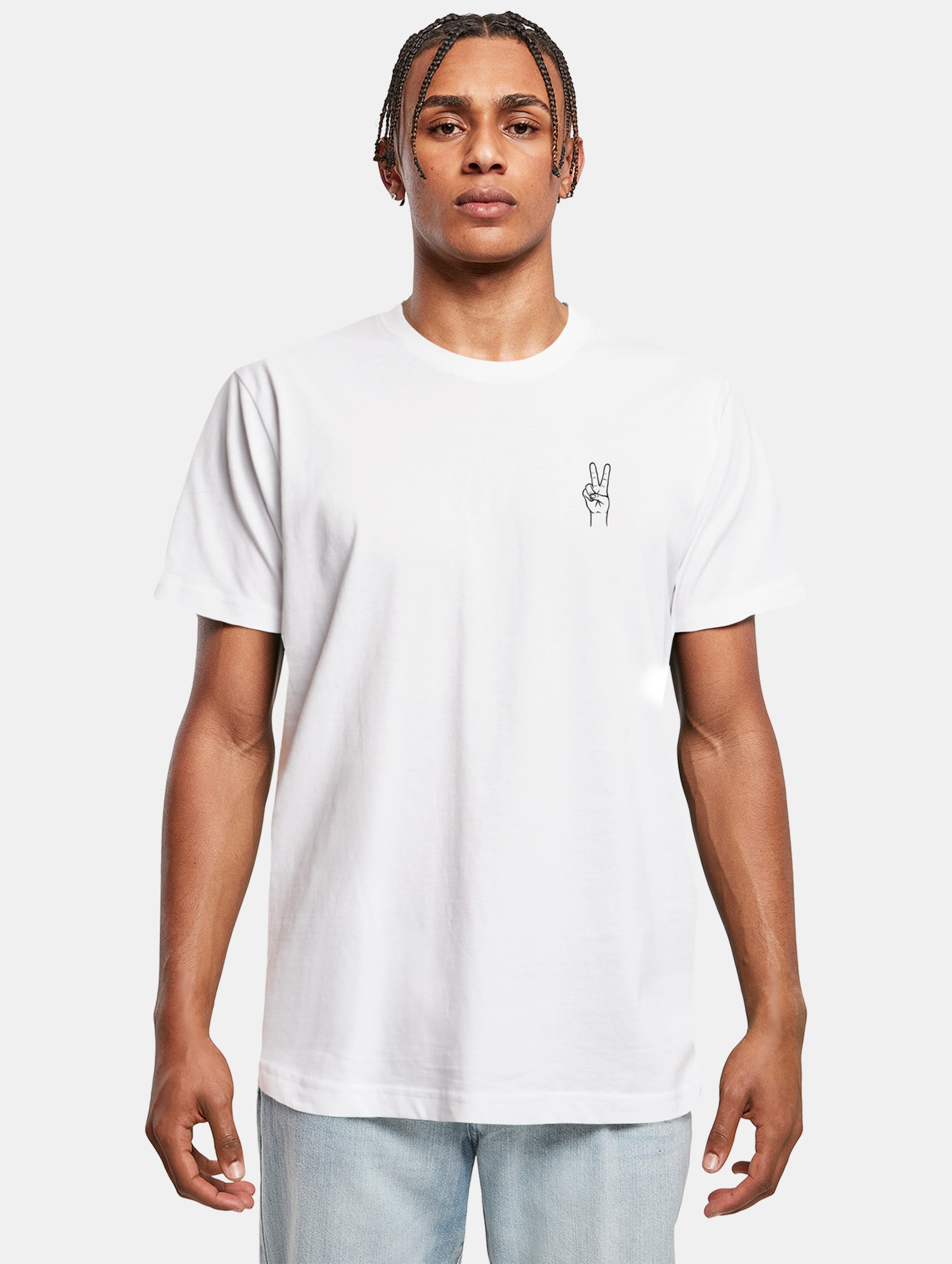 Mister Tee Peace Hand T-Shirts Männer,Unisex op kleur wit, Maat XS