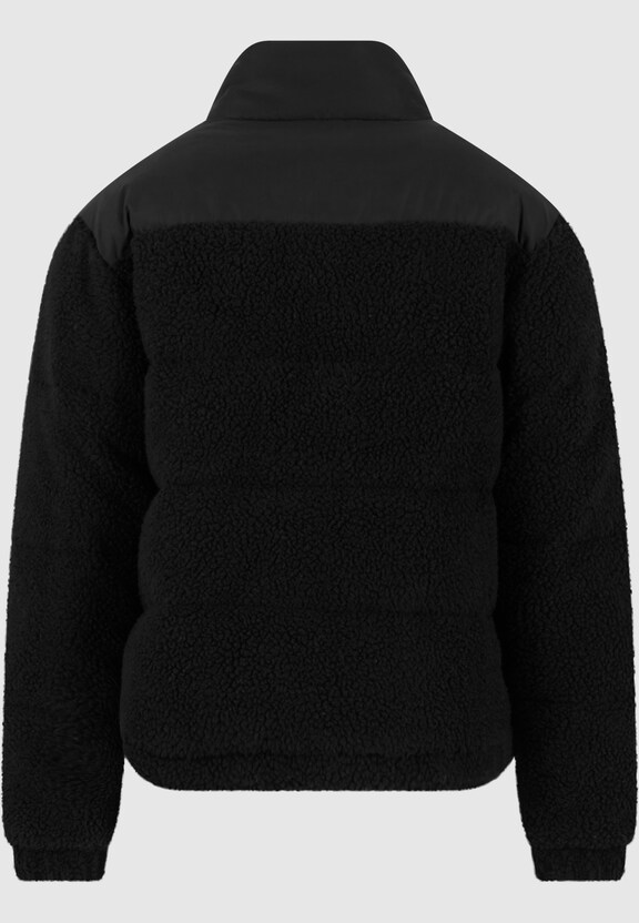 Fabric Mix Teddy Puffer Jacket-5