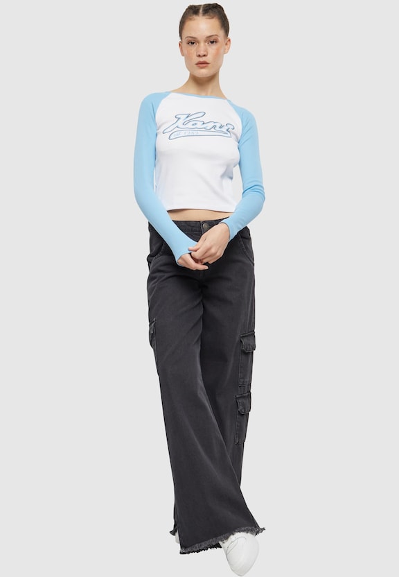 KW241-043-2 Karl Kani Varsity Crop Block Rib Ls-2