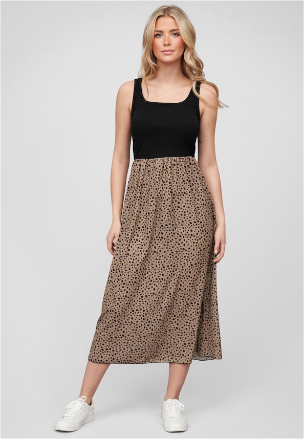 Cloud5ive Damen Maxi-Kleid Rundhals mit Punkt Print-0