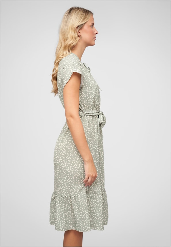 T-Shirt-Kleid mit All Over Herz Print und Bindegürtel-3