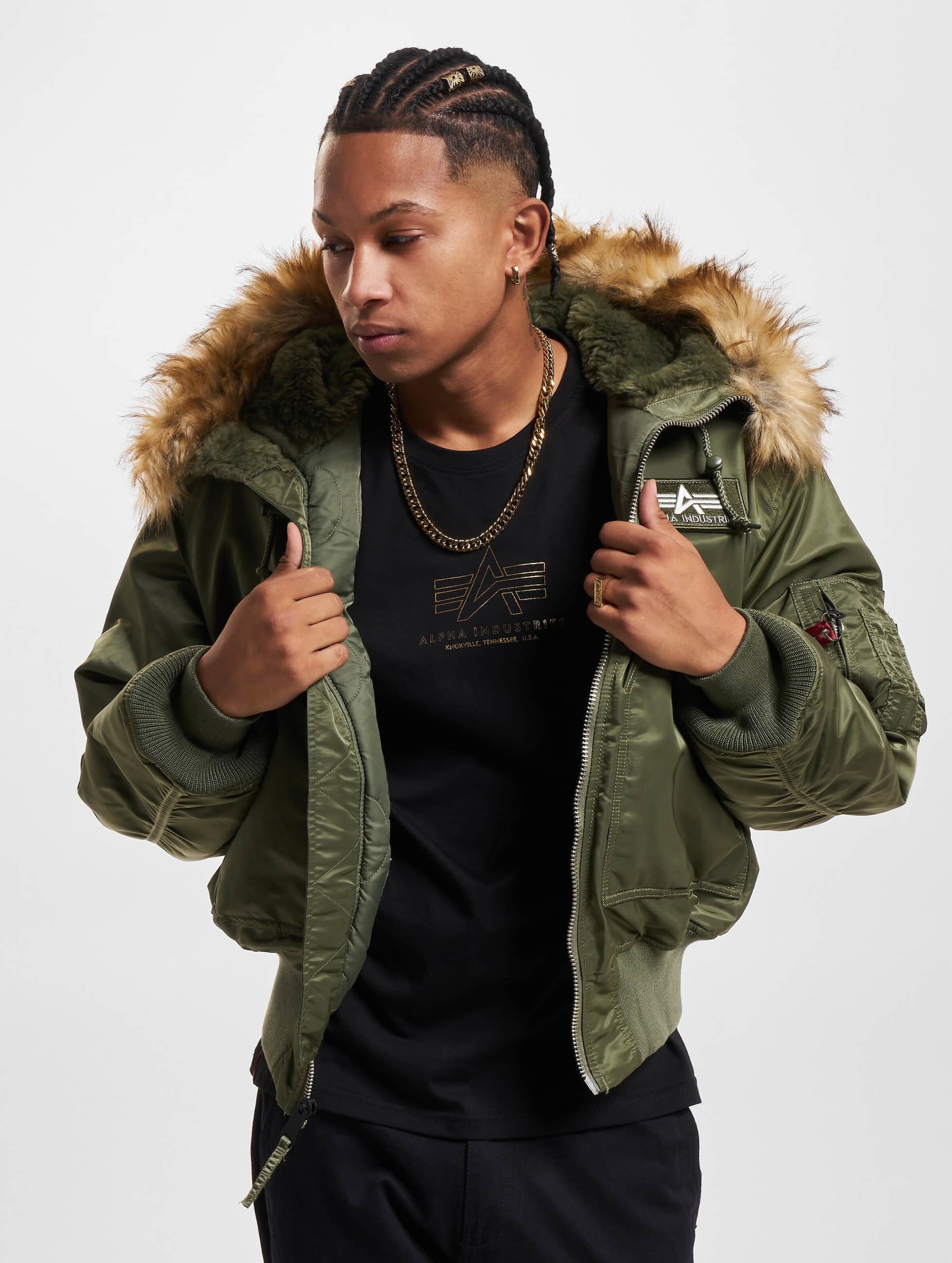 Alpha industries shop hooded bomber jacket