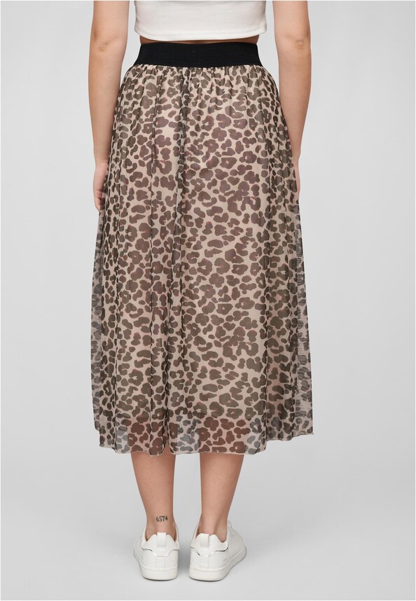 Longform Rock mit Leoprint und Gummiband-1