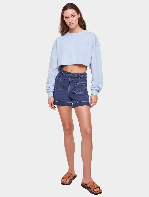 Ladies Cropped Flower Embroidery Terry-3
