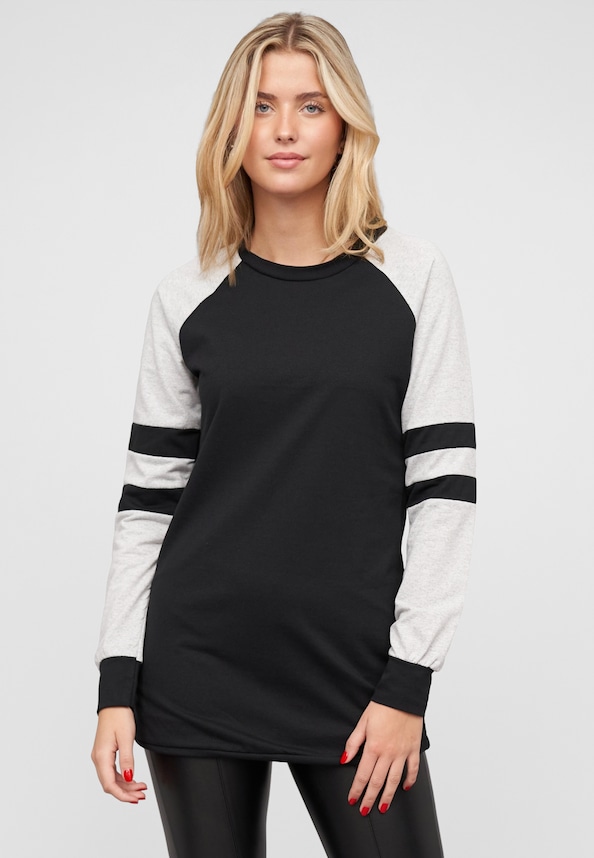 Sweatkleid mit Raglanärmeln und Rundhals Kontrast-0