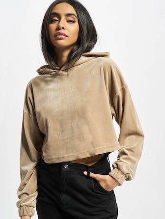 Ladies Cropped Velvet Oversized 