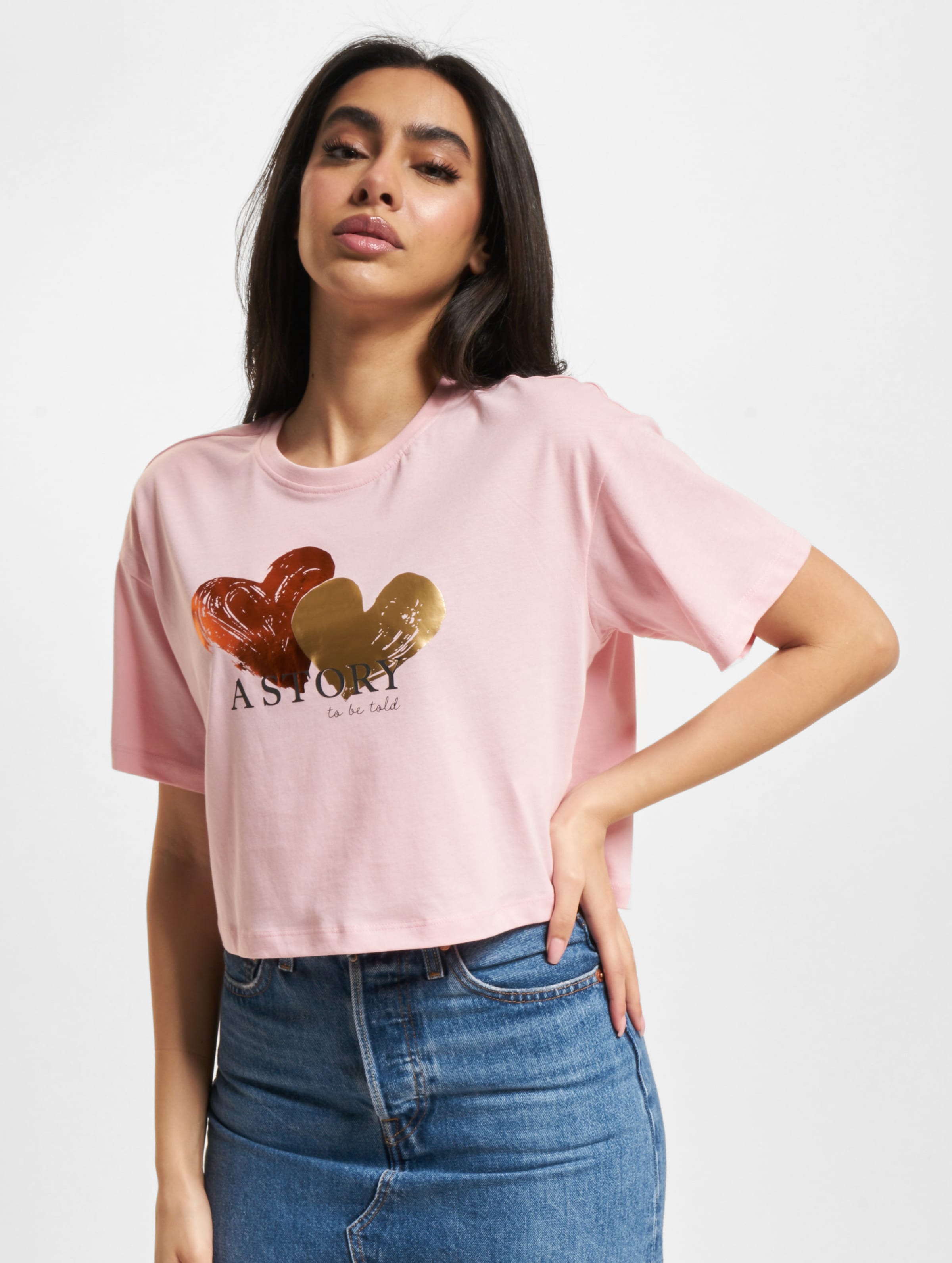 Only Henny Life Boxy Crop T-Shirts Frauen,Unisex op kleur roze, Maat XS