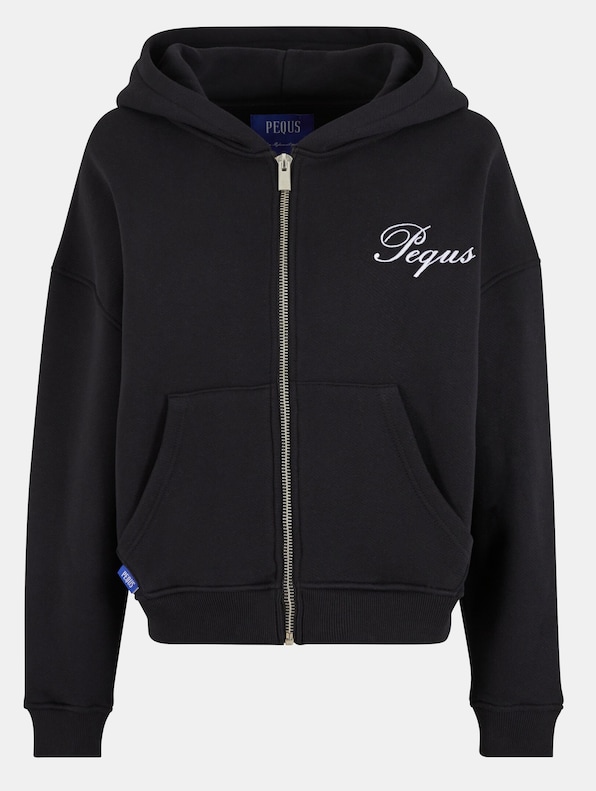 PEQUS Cropped Handwritten Logo Zip Hoodies-4