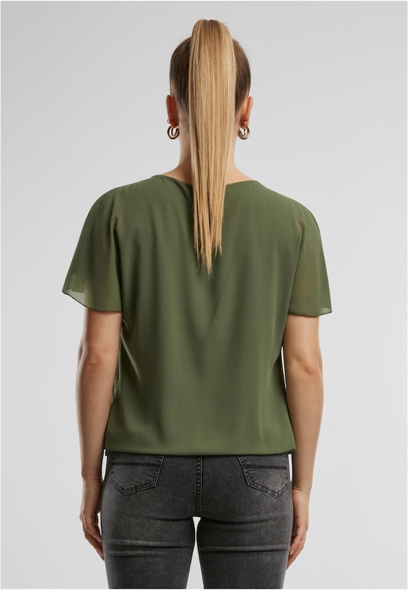 Cloud5ive Damen Chiffon Top 2-lagig mit Fledermausärmeln-1