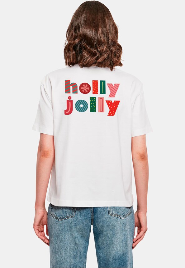 Ladies Christmas Holly Jolly Mood Tee-1