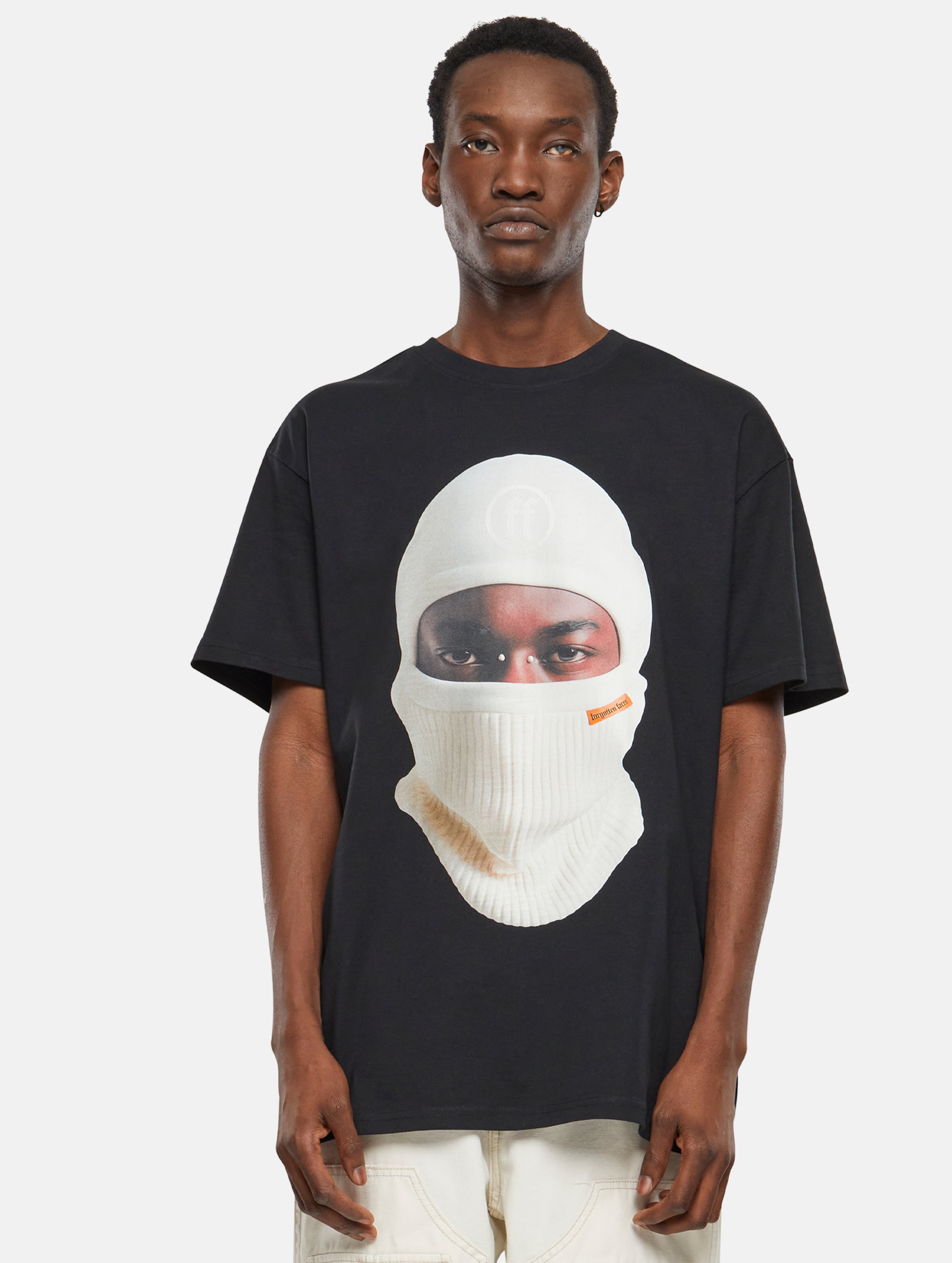 Forgotten Faces White Balaklava Oversize T-Shirts Mannen op kleur zwart, Maat XL