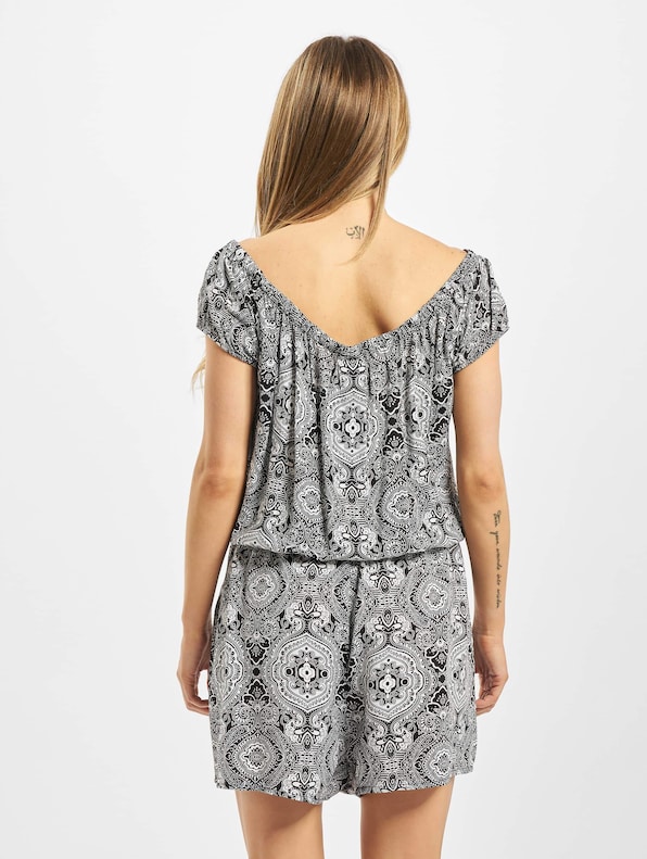 Ladies AOP Off Shoulder Short Jumpsuit-1