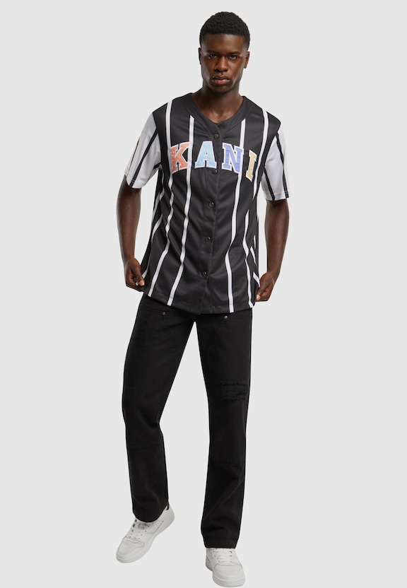 KM241-040-2 Karl Kani Serif Striped Block Baseball Shirt-3