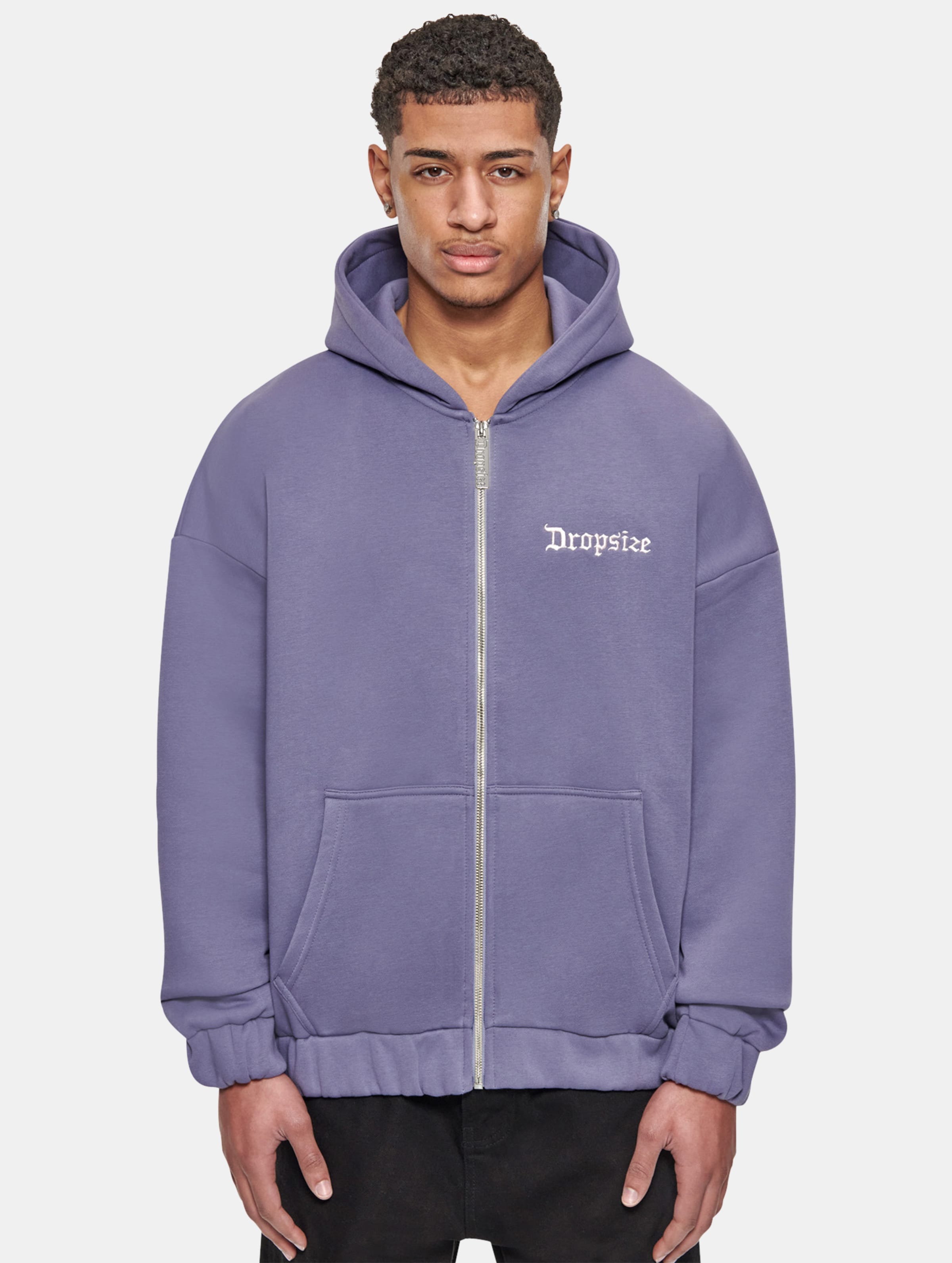 Dropsize Super Heavy Blank Zip Hoodie op kleur blauw, Maat L