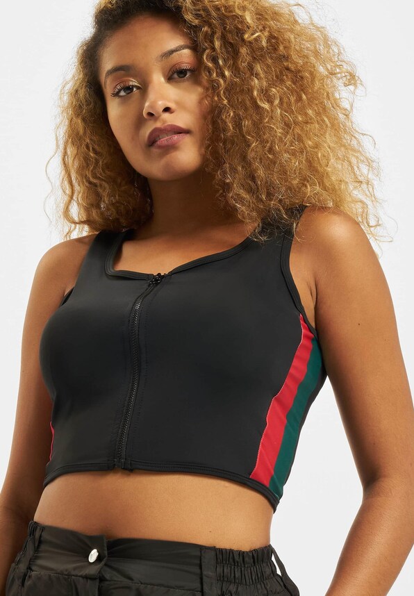 Side Stripe Crop Zip-0