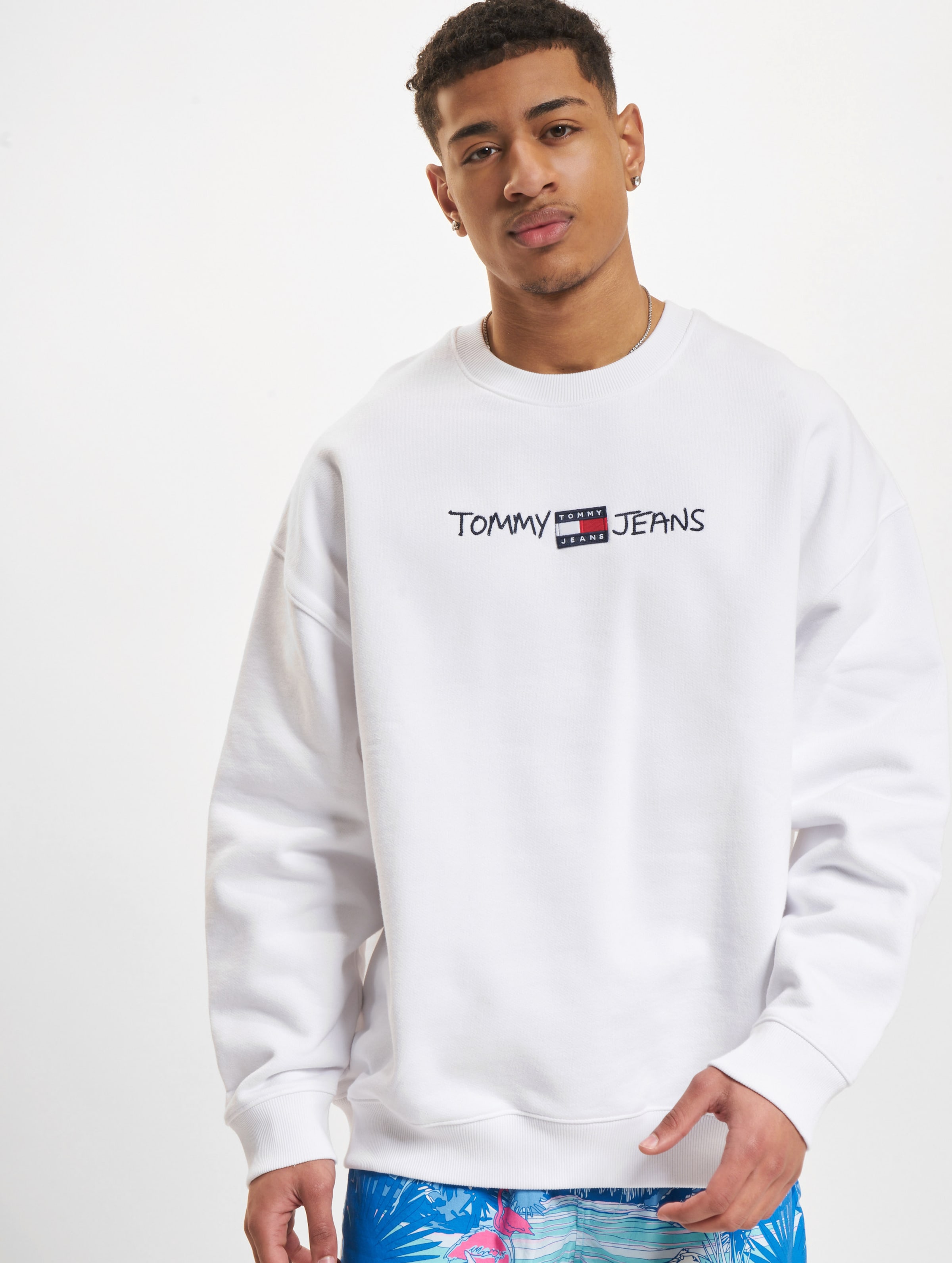 Tommy Jeans Seasonal Straight Logo Sweater Mannen op kleur wit, Maat L