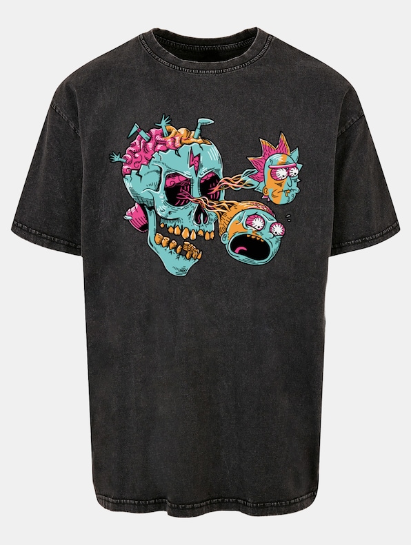 Rick And Morty - Eyeball Skull Acid Washed Oversized-0