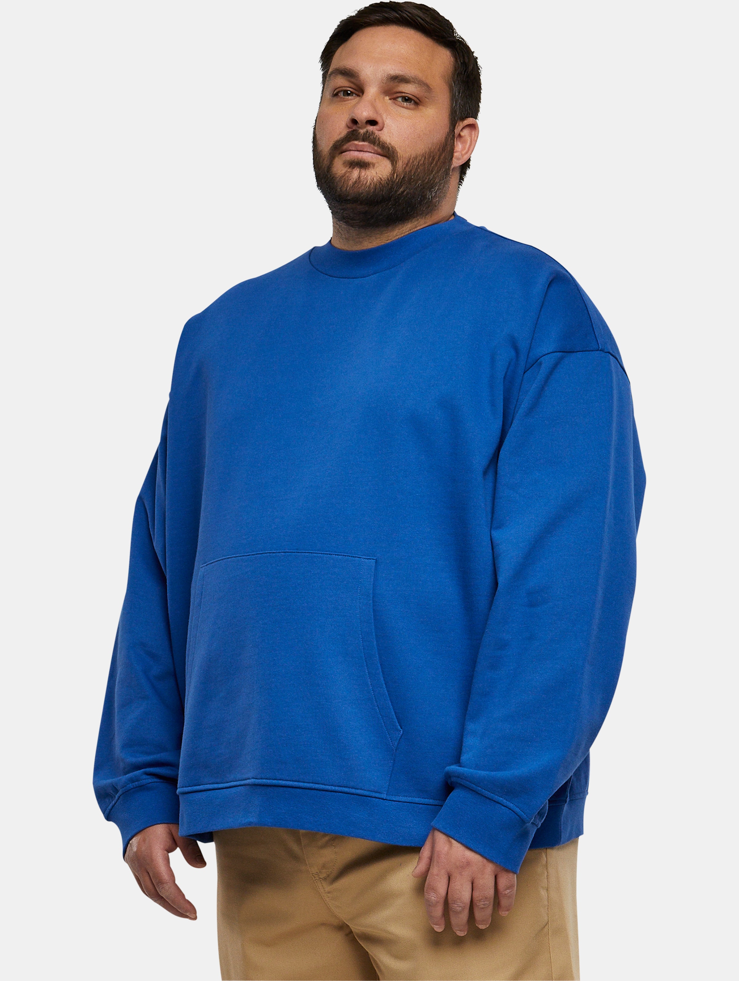 Urban Classics - Organic Boxy Pocket Crewneck sweater - L - Blauw