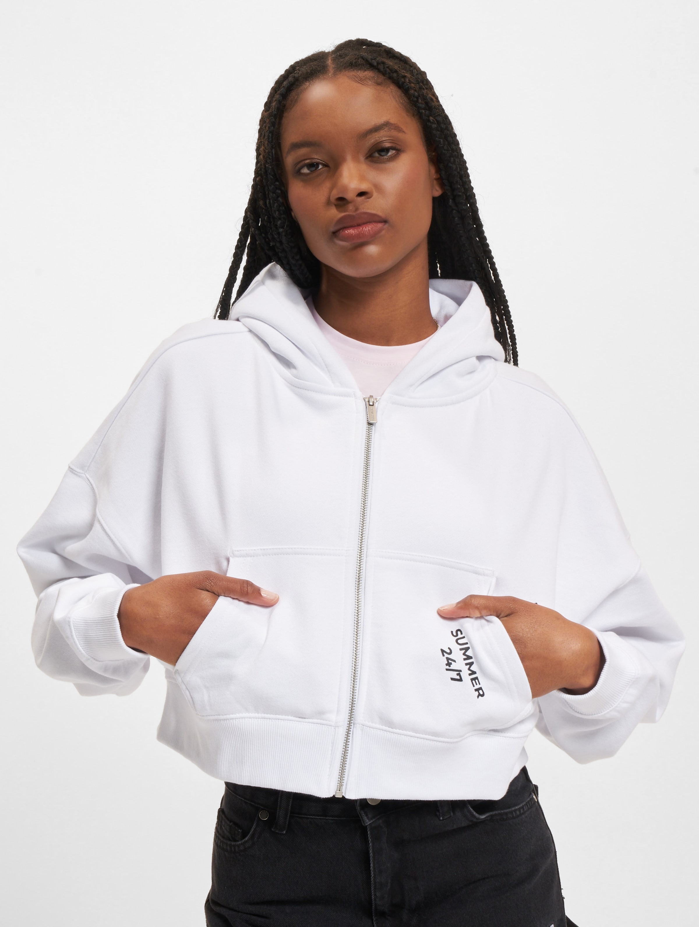PEGADOR Aleja Logo Cropped Sweat Jacket Frauen,Unisex op kleur wit, Maat M