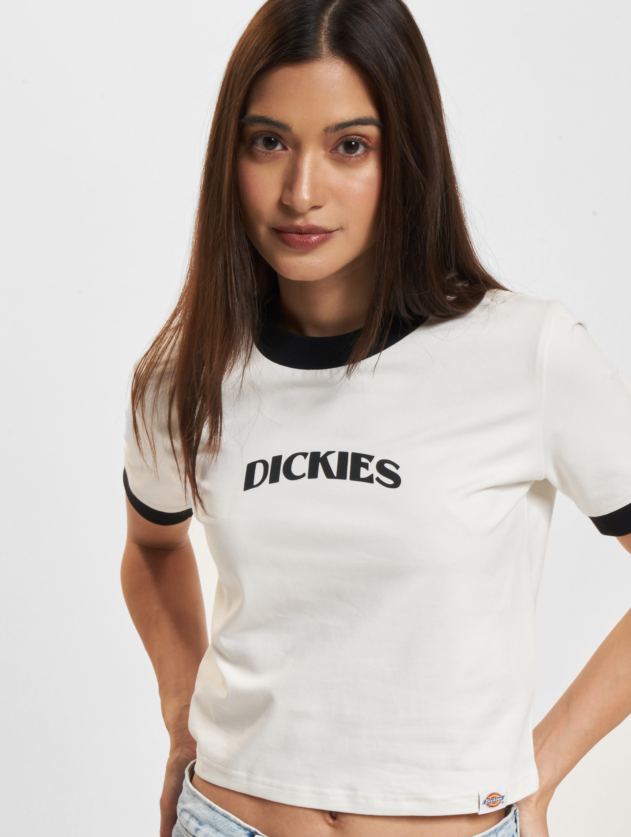Dickies Herndon Ringer Kurzarm T-Shirt Vrouwen op kleur wit, Maat XL