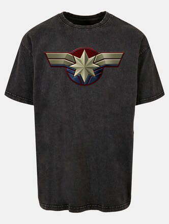 Captain Marvel - Chest Emblem Acid Washed Oversize