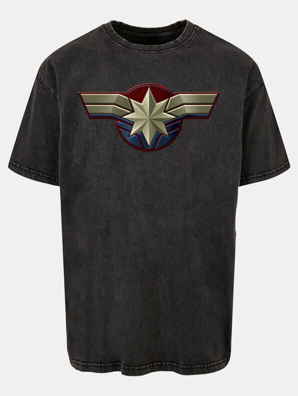Captain Marvel - Chest Emblem Acid Washed Oversize-0