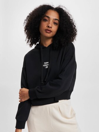 New Balance Essentials Graphic Crop Fleece Hoodie