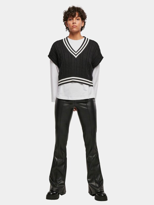 Ladies Cropped Knit College Slipover-4