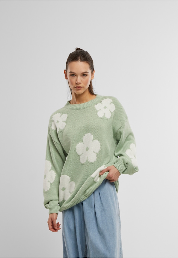 Cloud 5ive Crewneck Knit Sweater with Flowers-0