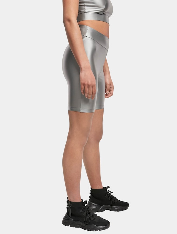 Urban Classics Ladies Highwaist Shiny Metallic Cycle Shorts-2