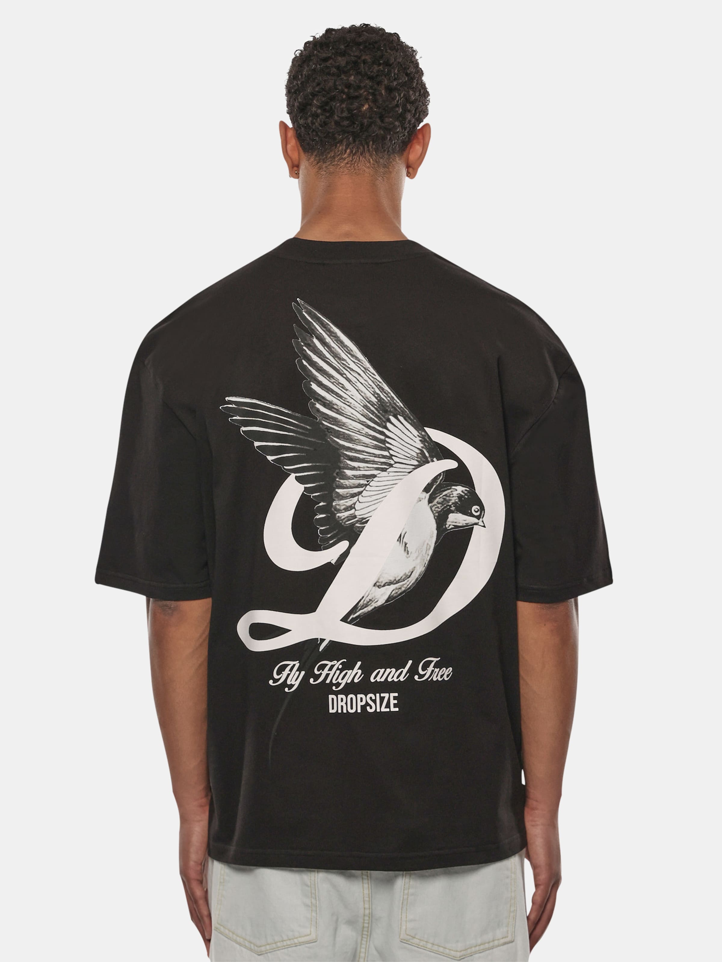 Dropsize Heavy Oversize Fly High T-Shirt op kleur zwart, Maat S