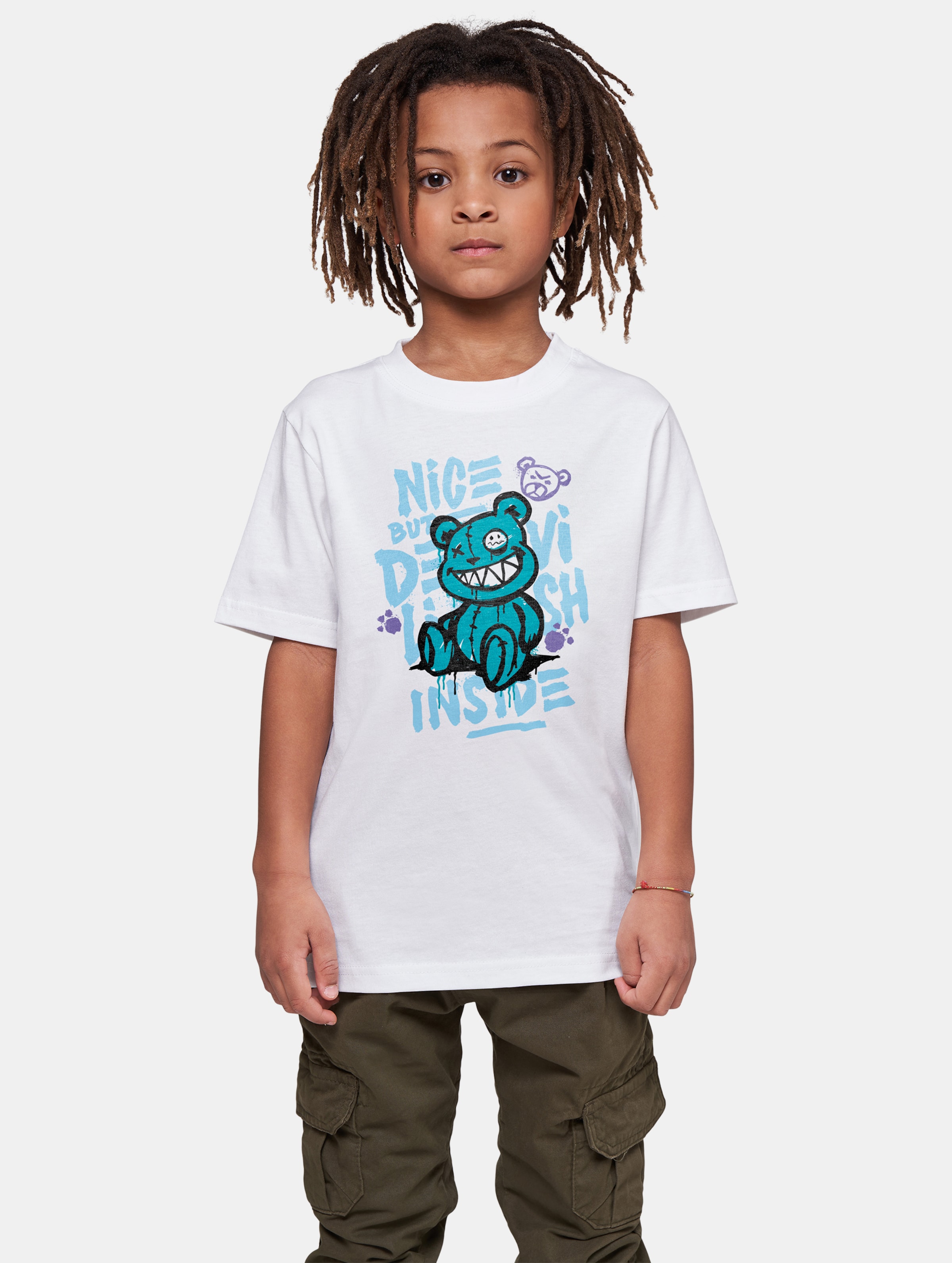 Mister Tee - Nice But Devilish Kinder T-shirt - Kids 122/128 - Wit