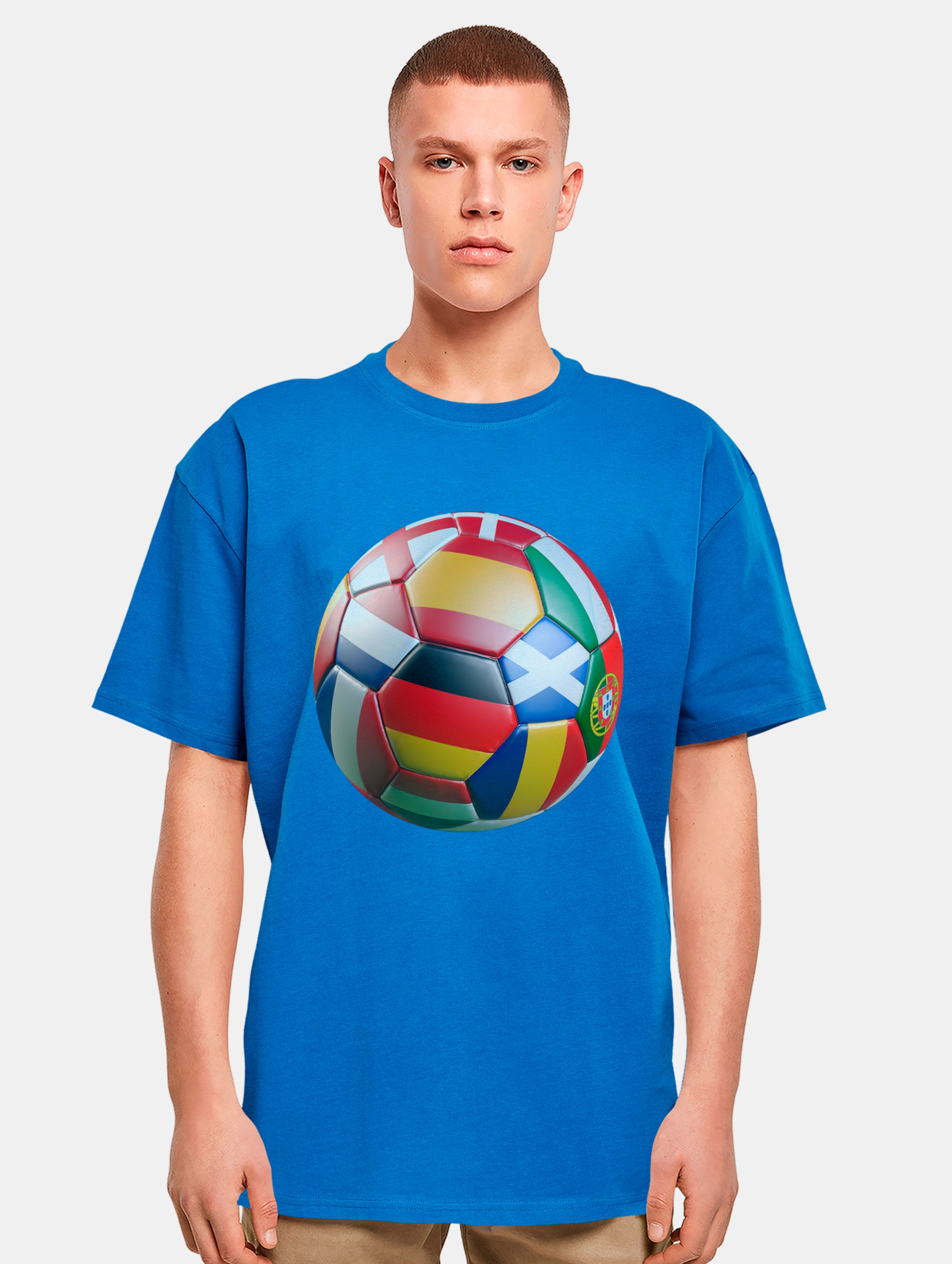 Mister Tee Upscale Football's coming Home 2024 Europe Tour Oversize T-Shirts Männer,Unisex op kleur blauw, Maat XXL