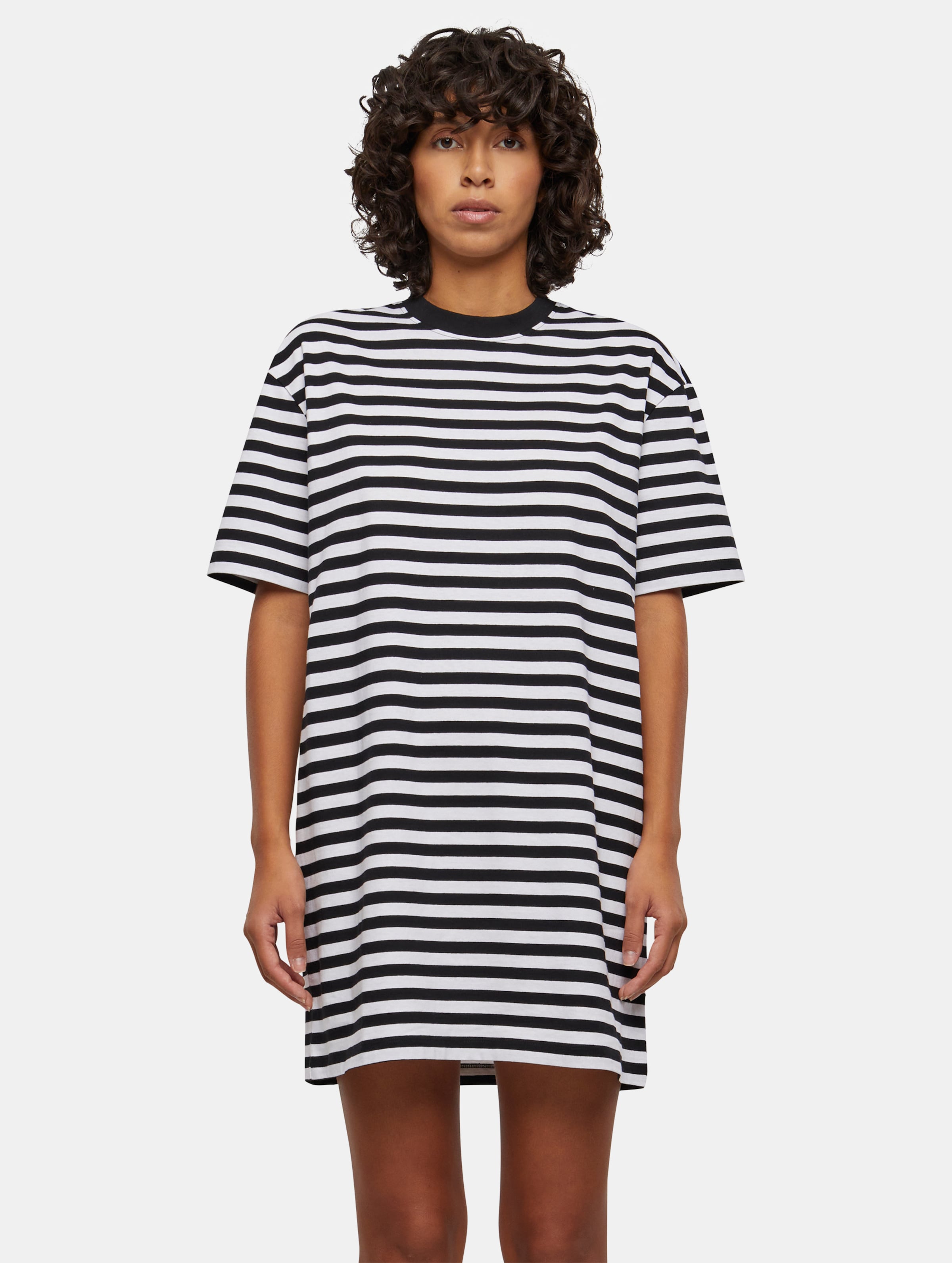 Urban Classics - Oversized Striped Tee Korte jurk - S - Wit/Zwart