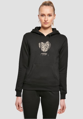 Ladies Leopard Heart Heavy Hoody
