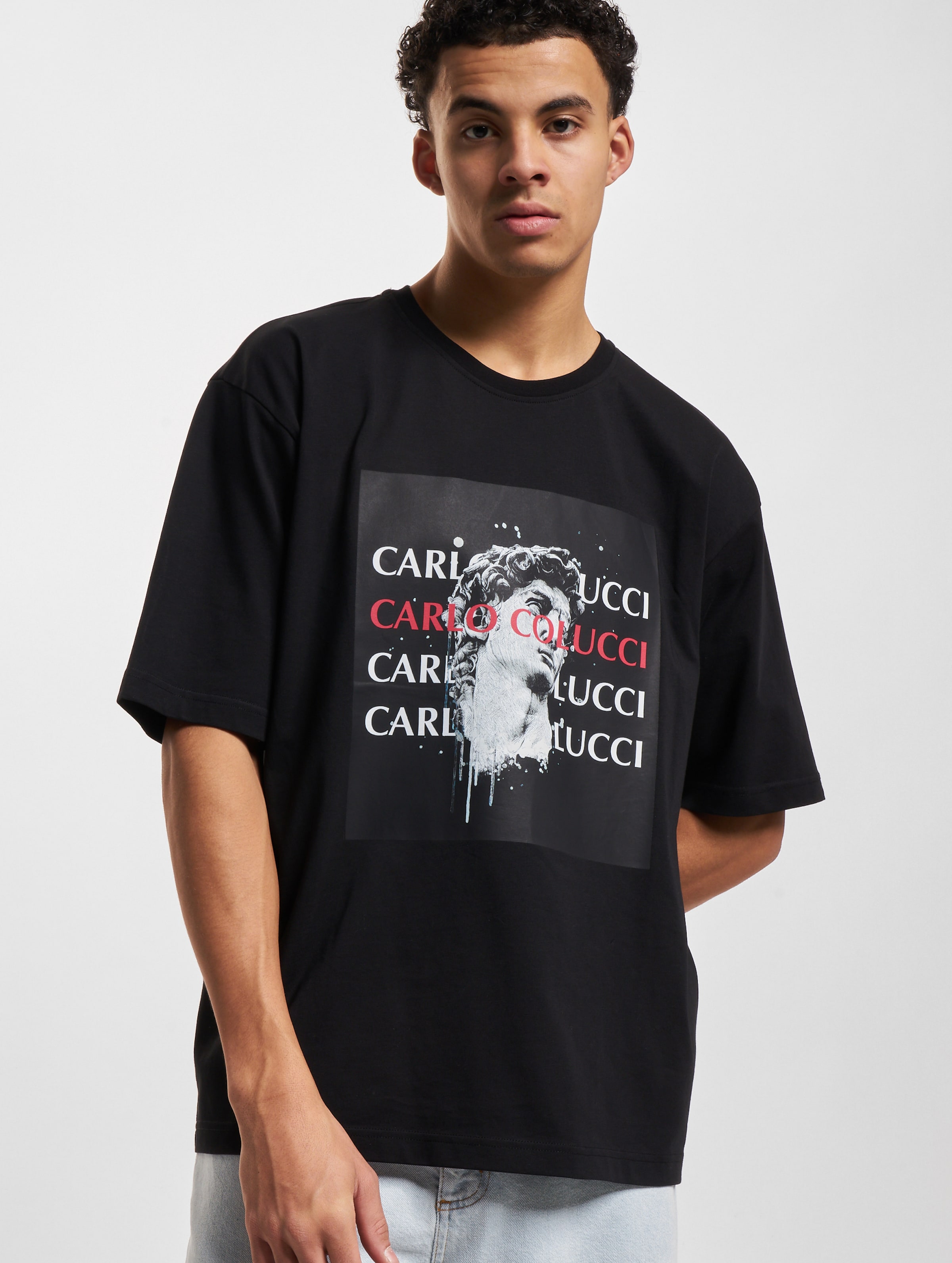 Carlo Colucci T-Shirts Mannen op kleur zwart, Maat XXL