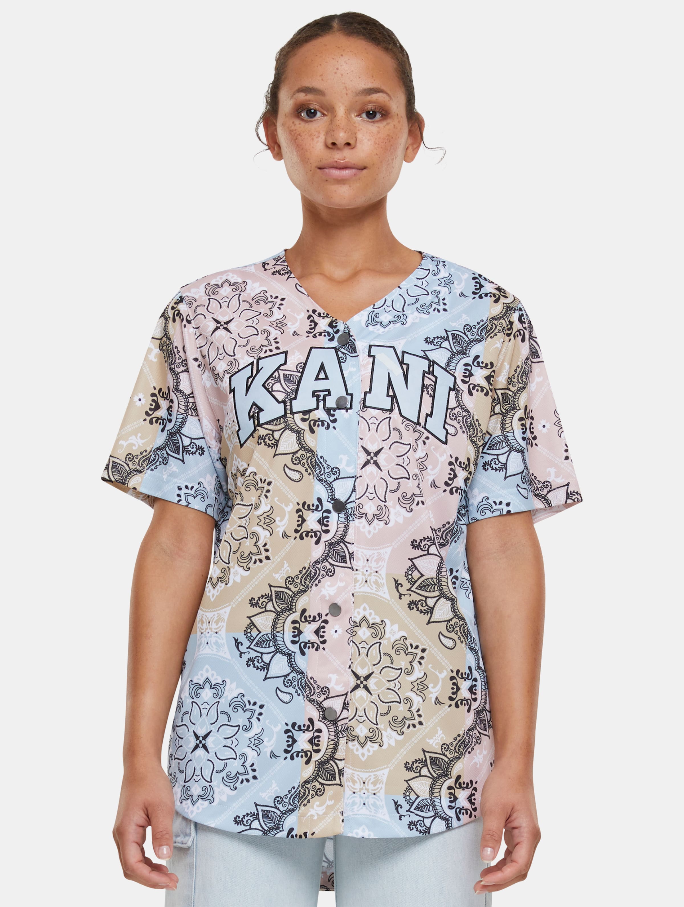 Karl Kani Serif Paisley Baseball Shirt Vrouwen op kleur kleurrijk, Maat XS