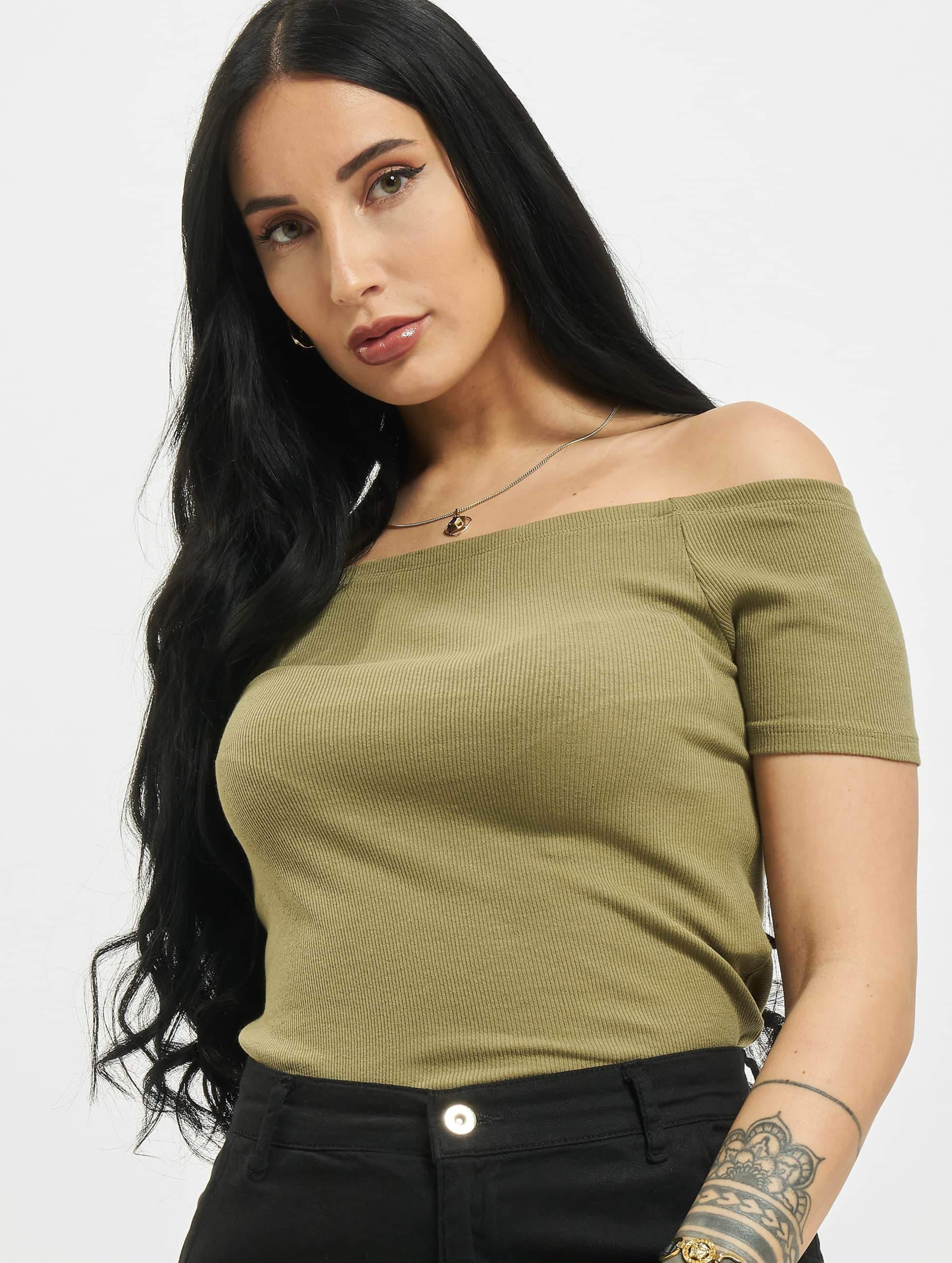 Khaki off the online shoulder top