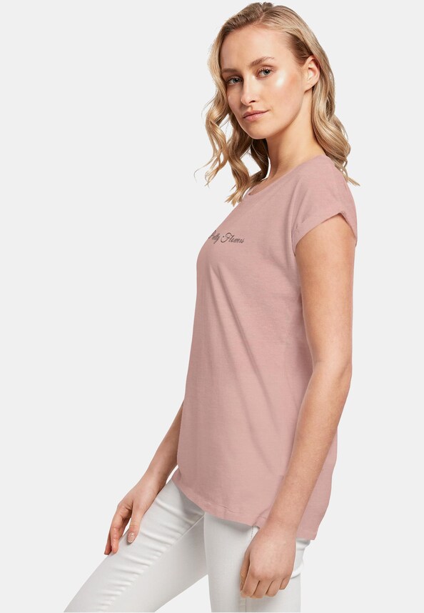 Ladies Pretty Flowers - Extended Shoulder Tee-2