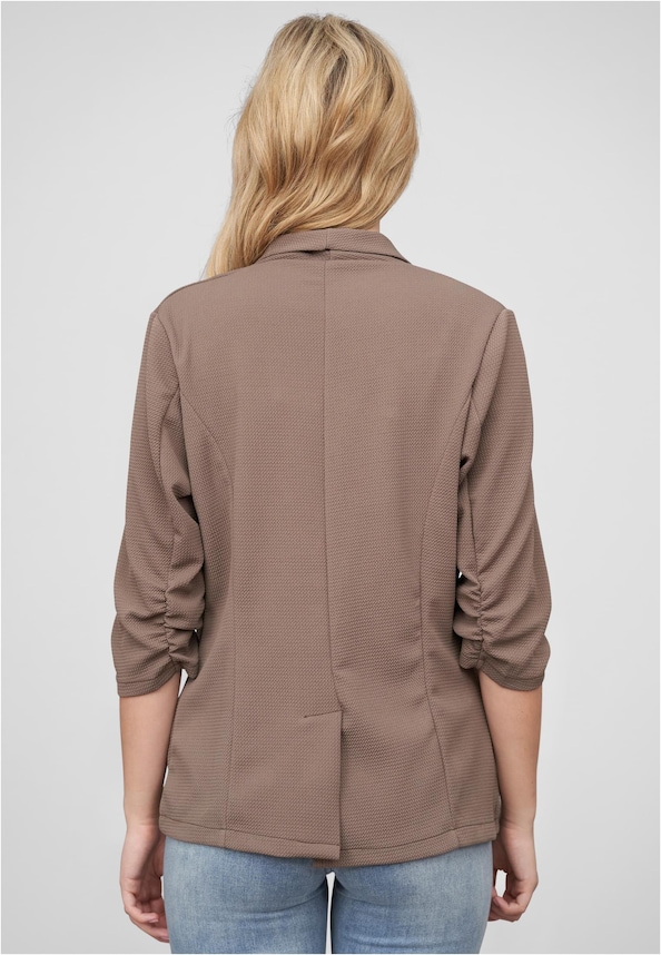 Cloud5ive Damen Blazer mit gerafften 3/4 Ärmeln und Strukturstoff-1