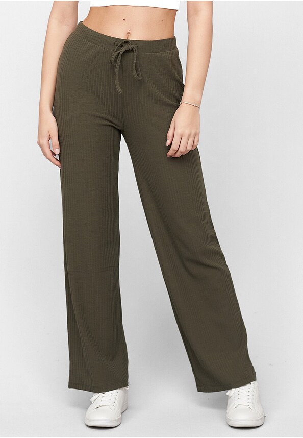 Pieces Damen Ribbed Stoffhose-0