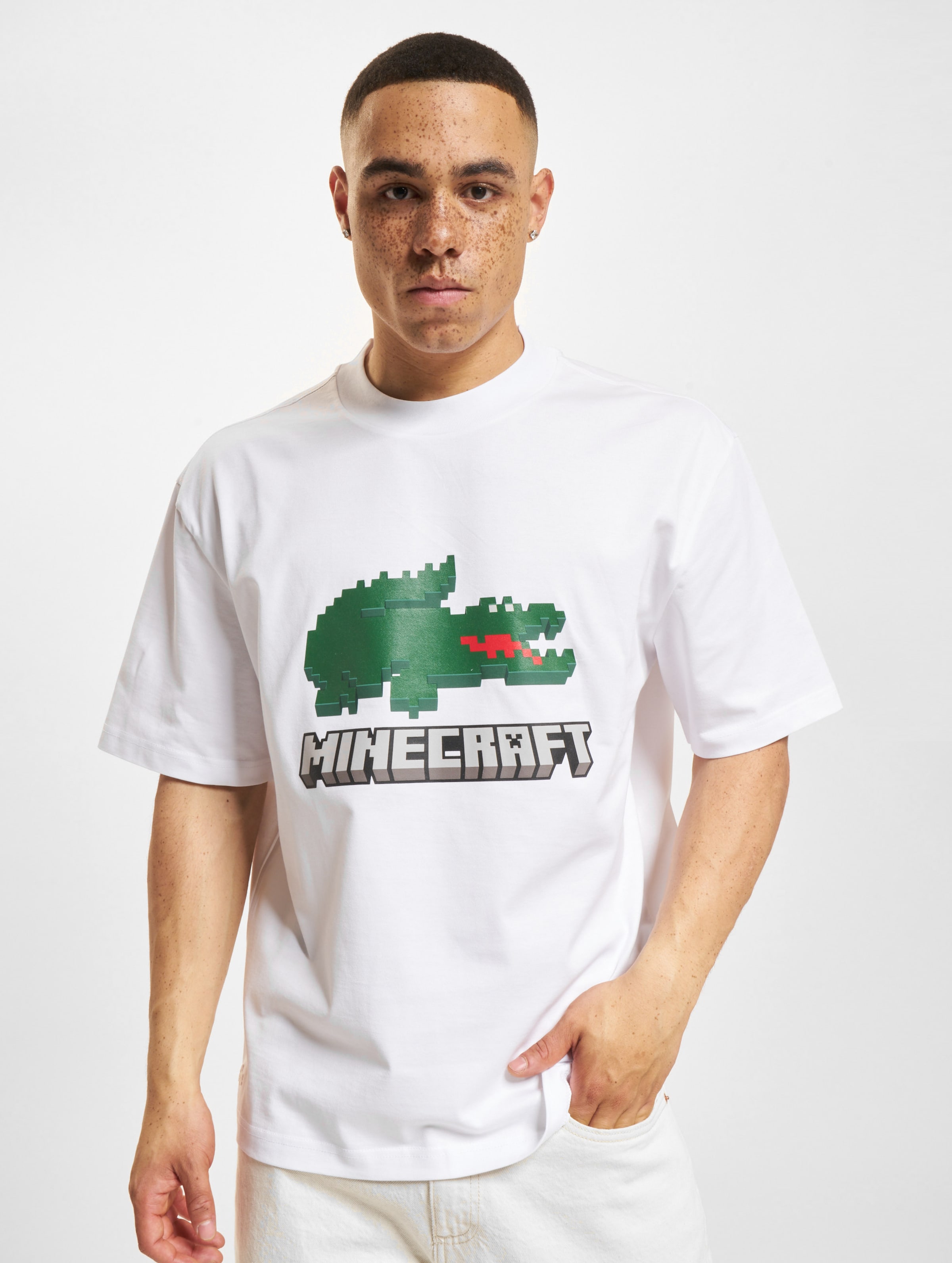 Lacoste Minecraft T-Shirt Männer,Unisex op kleur wit, Maat XL