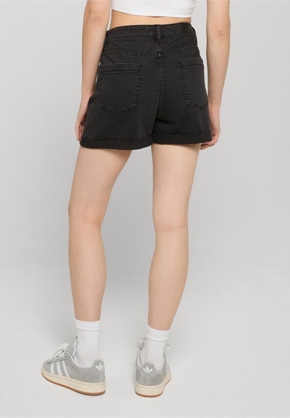 Ladies High Waist Denim Shorts-1