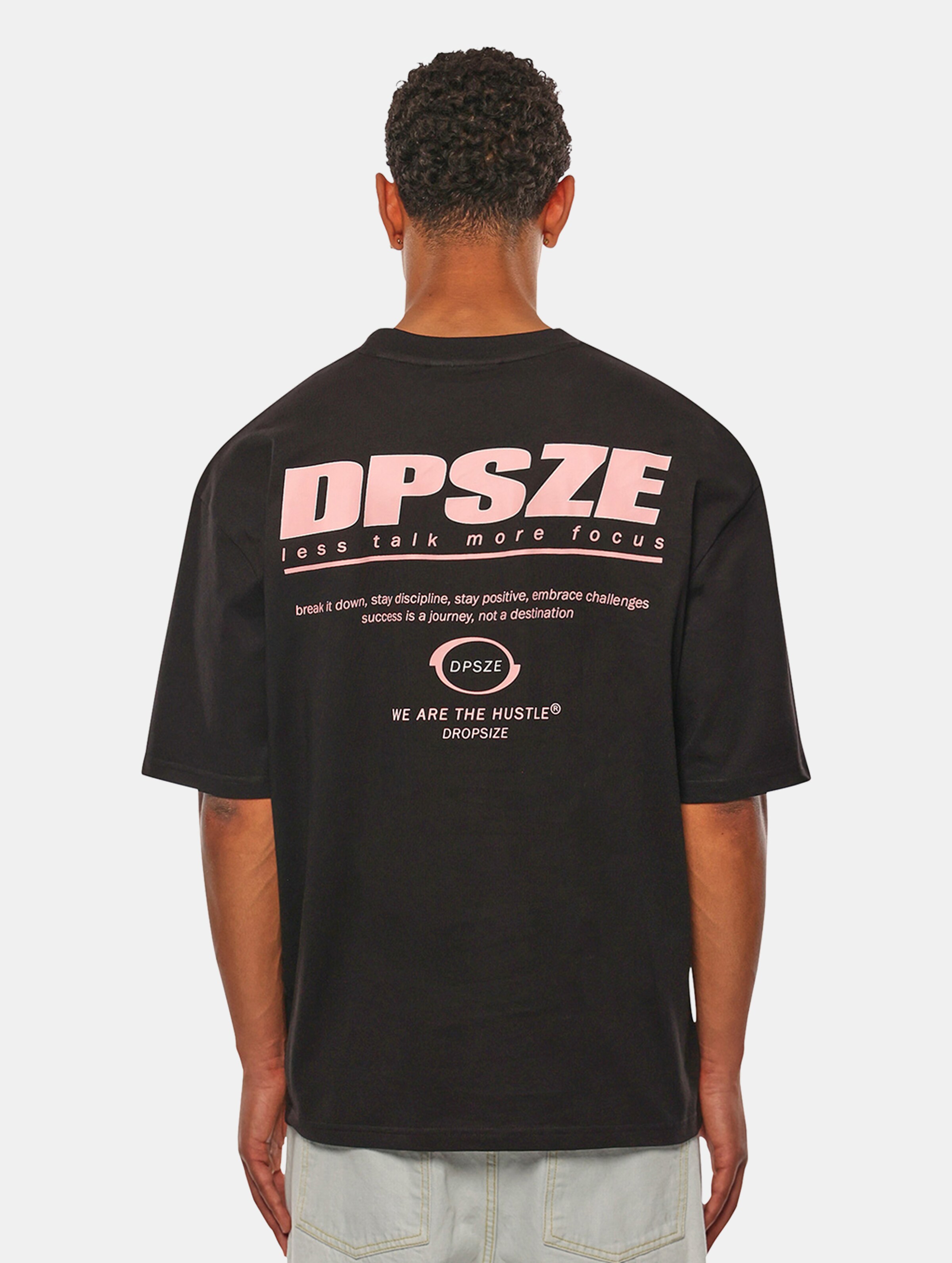 Dropsize Heavy Oversize Less Talk T-Shirt op kleur zwart, Maat L