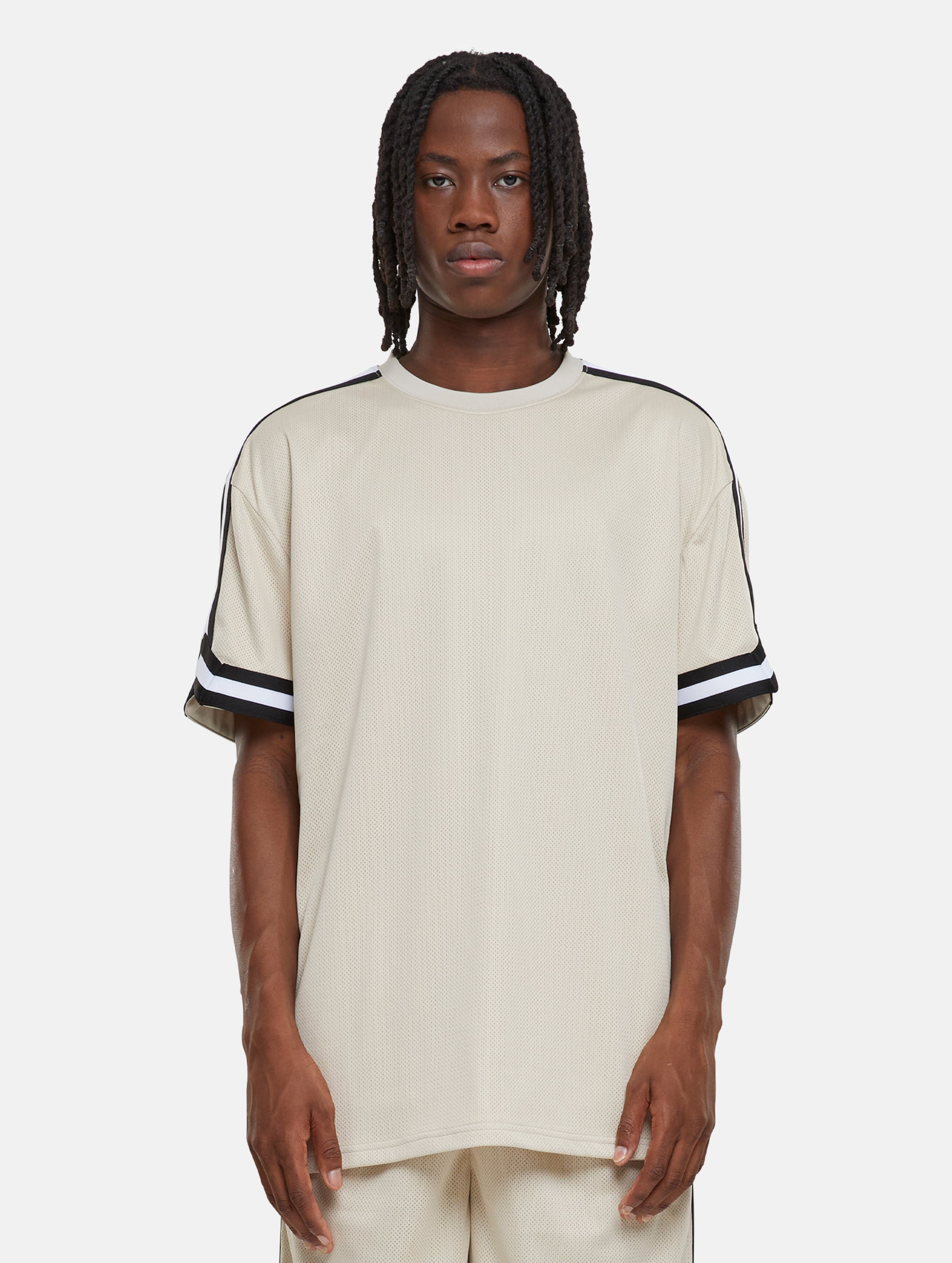 Urban Classics Oversized Stripes Mesh T-Shirts Männer,Unisex op kleur beige, Maat XXL