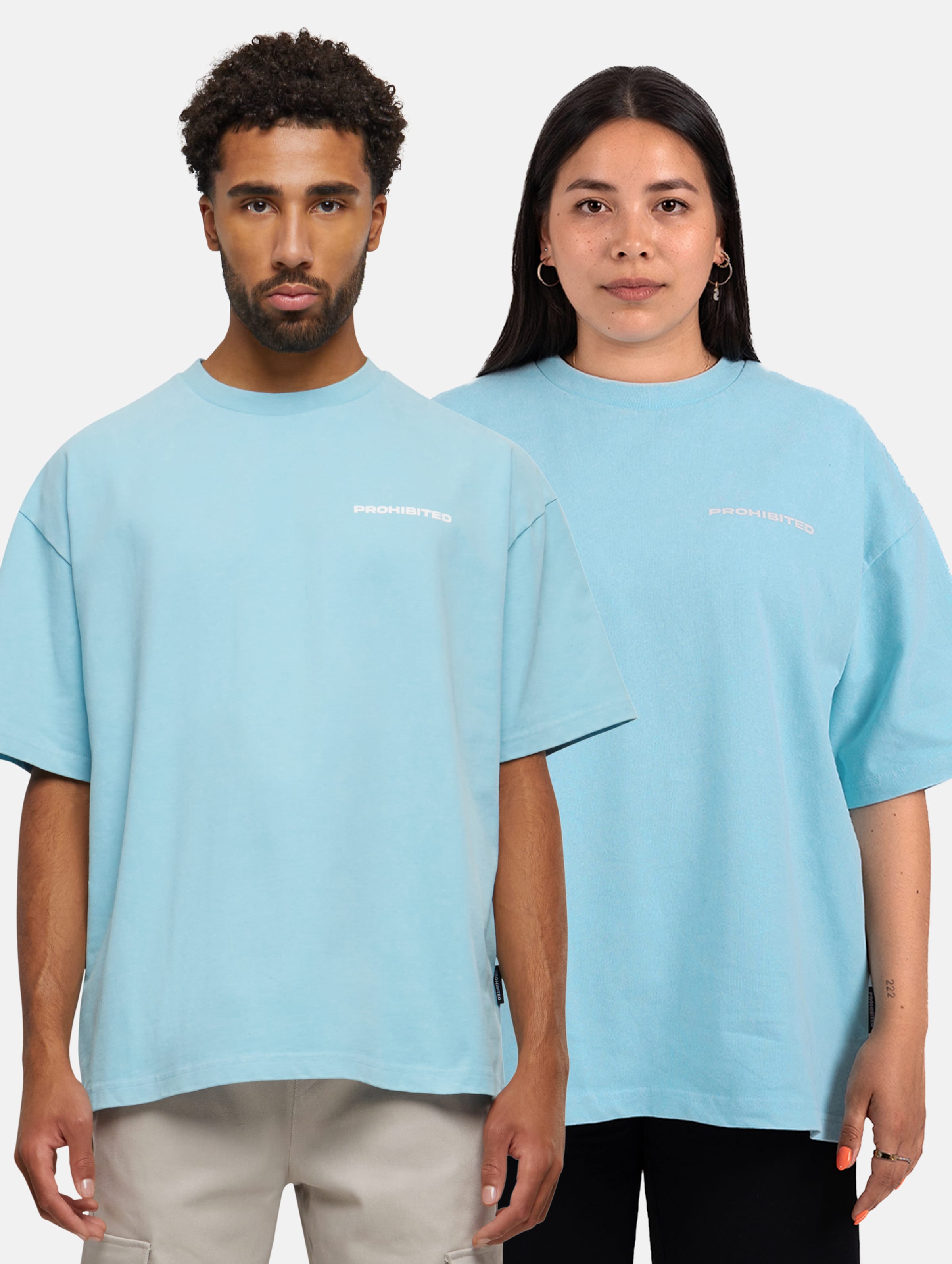 Prohibited 10119 T-Shirts Frauen,Männer,Unisex op kleur blauw, Maat XL