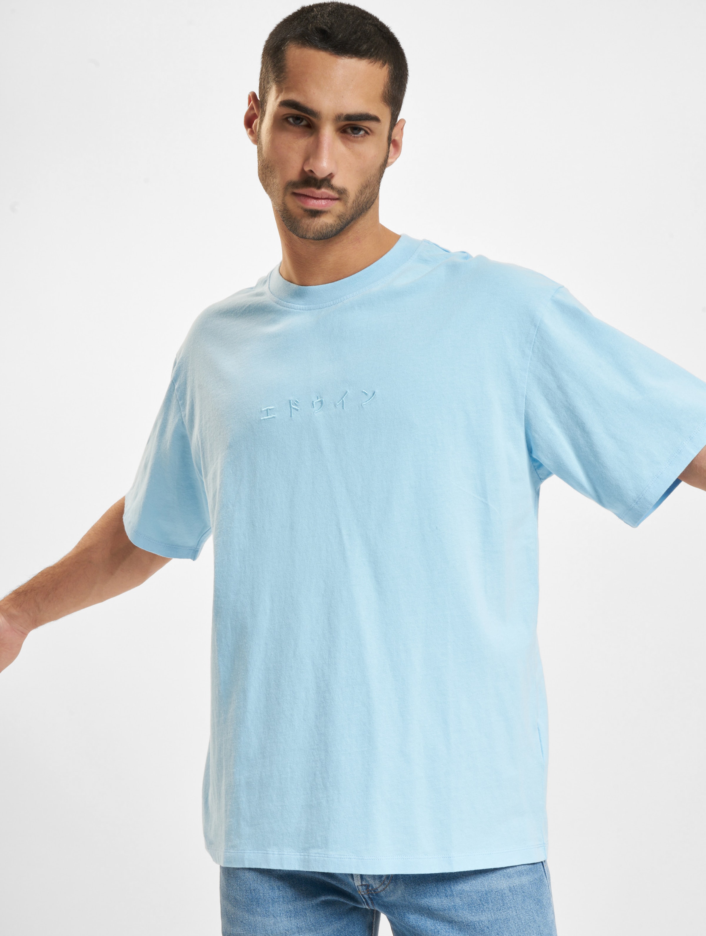 Edwin Katakana Embroidery T-Shirt Männer,Unisex op kleur blauw, Maat S