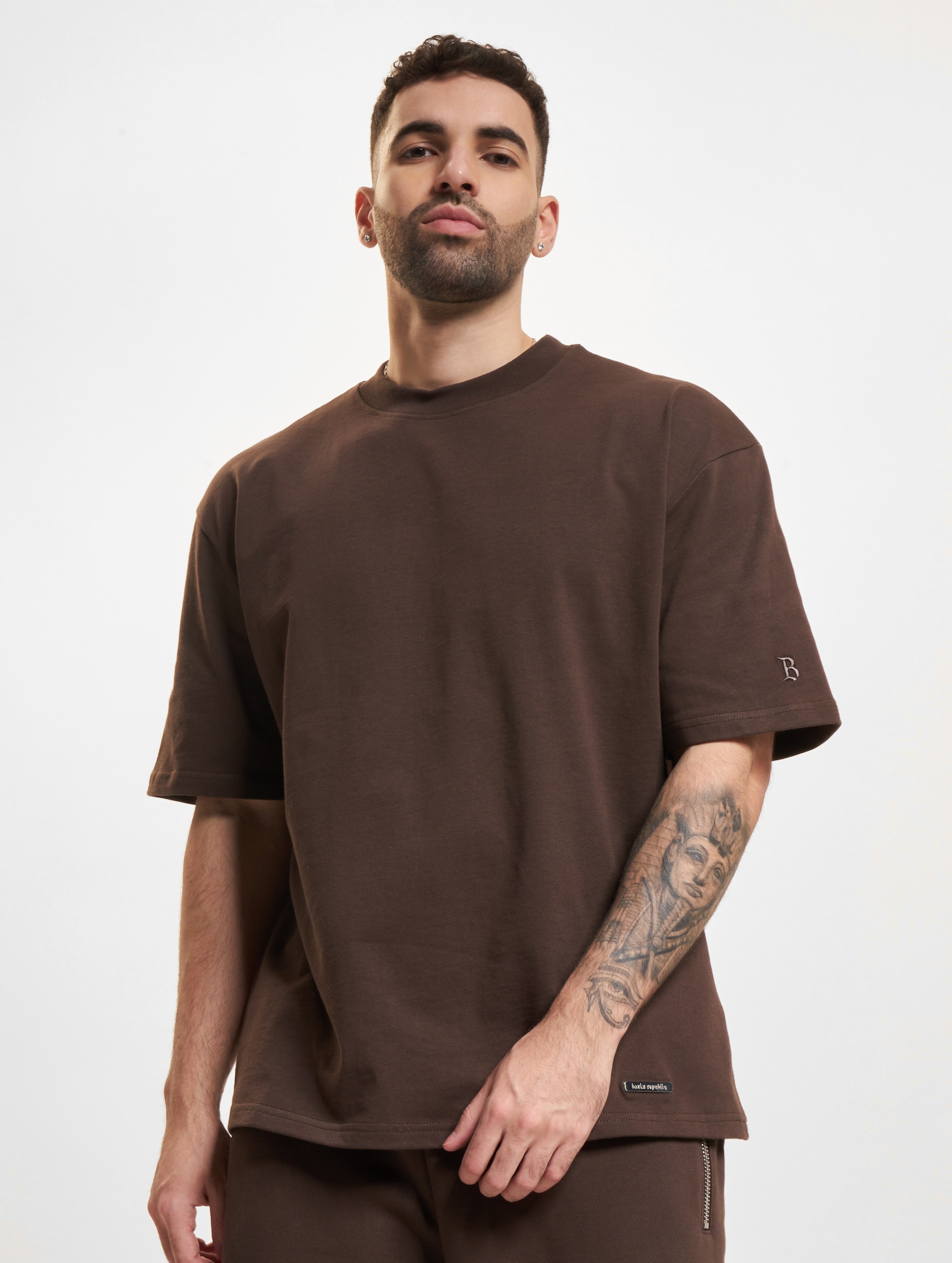 Bazix Republiq Super Heavy Blank T-Shirt Mannen op kleur bruin, Maat XS